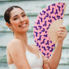 Éventail Fisura "CHIEN SAUCISSE - POURPRE", accessoire tendance pour l'été et les festivals.