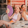 Éventail Fisura "CHIEN SAUCISSE - POURPRE", accessoire tendance pour l'été et les festivals.
