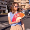 Éventail "I'M HOT" de Fisura en dégradé Orange | Pliable pour homme et femme, idéal contre la chaleur.