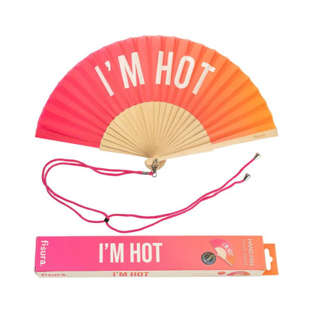 Éventail "I'M HOT" de Fisura en dégradé Orange | Pliable pour homme et femme, idéal contre la chaleur.