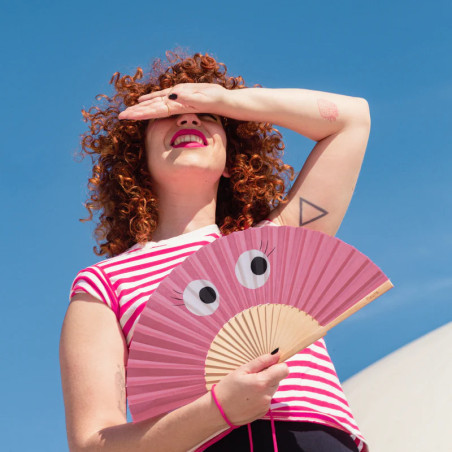 Éventail Fisura "PINL EYES" : design original, parfait pour les vacances et événements estivaux.