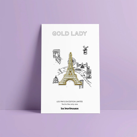 Pin’s Gold Lady Eiffel Les Imprimeuses : L'hommage raffiné à la Dame de Fer parisienne.
