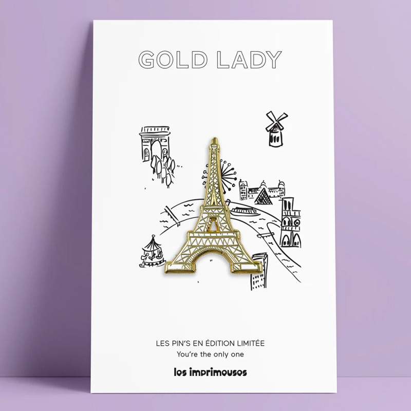 Pin’s Gold Lady Eiffel Les Imprimeuses : L'hommage raffiné à la Dame de Fer parisienne.