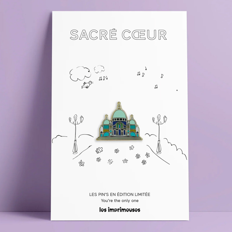 Pin’s Sacré-Cœur Les Imprimeuses, création parisienne chic et élégante au coeur de Montmartre.