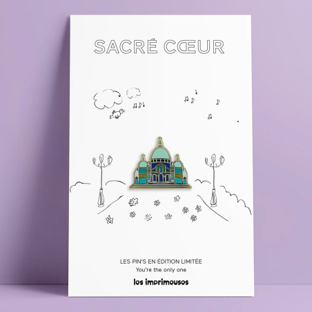 Pin’s Sacré-Cœur Les Imprimeuses, création parisienne chic et élégante au coeur de Montmartre.