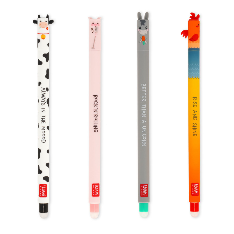 Pack 4 Stylo Erasable Legami EPSET0011 – écriture fluide, correction instantanée et design irrésistiblement ludique