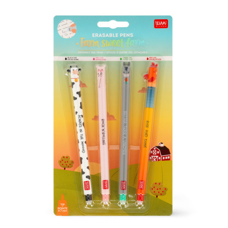 Pack 4 Stylo Erasable Legami EPSET0011 – écriture fluide, correction instantanée et design irrésistiblement ludique