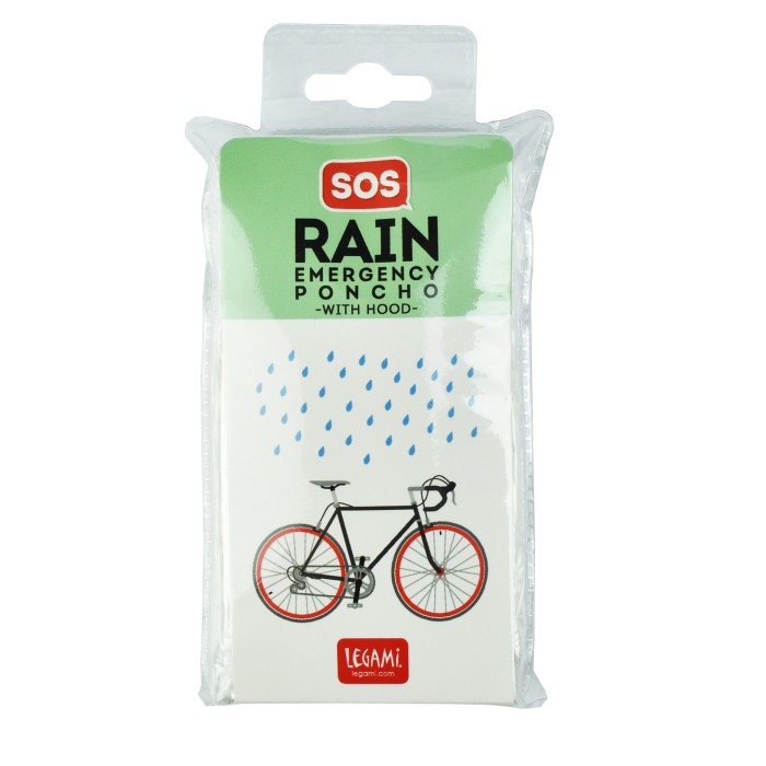 Poncho SOS Rain Legami – protection immédiate, format ultra compact et design italien pour rester au sec.
