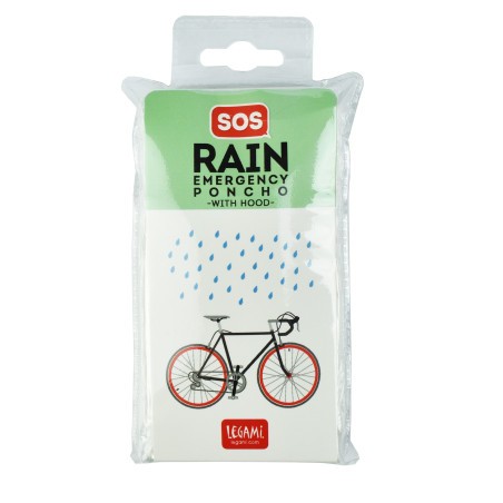 Poncho SOS Rain Legami – protection immédiate, format ultra compact et design italien pour rester au sec.