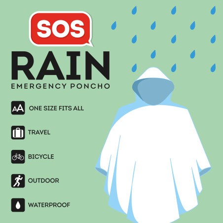 Poncho SOS Rain Legami – protection immédiate, format ultra compact et design italien pour rester au sec.