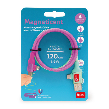 Cable Recharge Magnétique 4 en 1 Legami – recharge universelle, et design élégant pour tous vos appareils au quotidien.