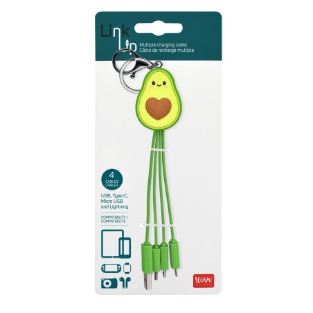 Cable Recharge Avocat Legami – design kawaii et style original pour connecter vos appareils avec une touche de bonne humeur.