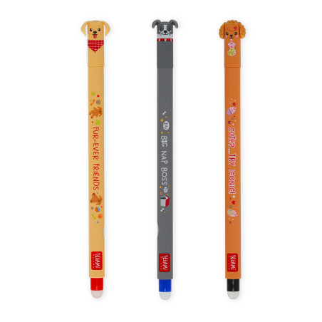 Set de 3 Stylos Gel Effaçables Legami –  personnages Golden + Bulldog pour vous apporter une touche de créativité