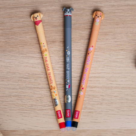 Set de 3 Stylos Gel Effaçables Legami –  personnages Golden + Bulldog pour vous apporter une touche de créativité