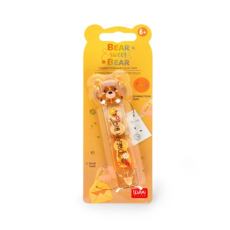Correcteur et Roller de Colle Teddy Bear Legami – correction instantanée, collage précis et design Teddy Bear ludique