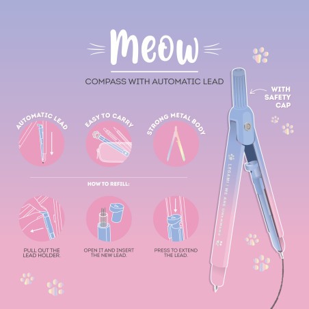 Compas à Mine Kitty Legami – design kawaii et créativité italienne pour donner une touche de fun à chaque tracé.