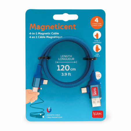 Cable Recharge Magnétique 4 en 1 Legami – recharge universelle, et design élégant pour tous vos appareils au quotidien.