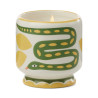 Bougie A Dopo Paddywax Wild Lemongrass avec motif serpent en céramique colorée.