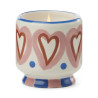 Bougie parfumée A Dopo Rosewood Vanilla Paddywax avec motif cœurs en céramique