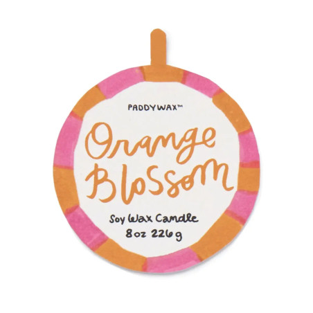 Bougie parfumée Orange Blossom A Dopo Paddywax avec décor soleil coloré en céramique.