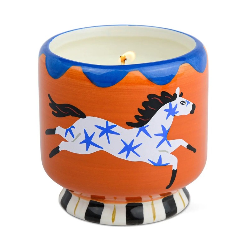 Bougie parfumée Sienna Sunset A Dopo Paddywax avec motif cheval et décor graphique coloré. Paddywax