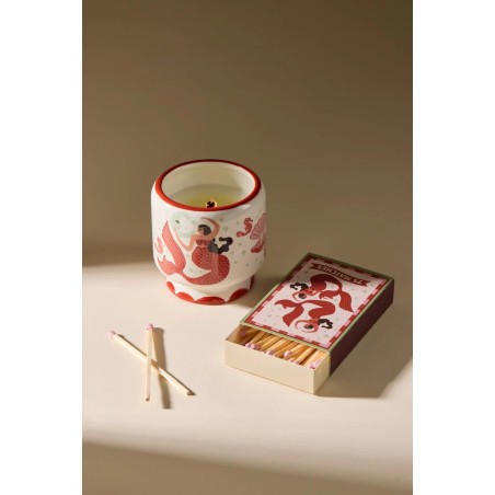 Bougie parfumée Ginger & Teak A Dopo Paddywax avec motif sirène et lune en céramique. Paddywax