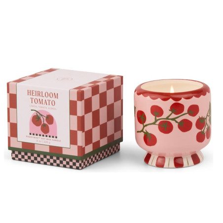 Bougie parfumée Heirloom Tomato A Dopo Paddywax avec motif tomate original et coloré.