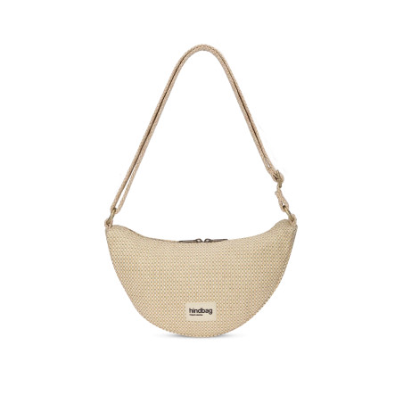 Sac banane Andréa Hindbag Tressage Nude, une finition texturée et naturelle pour un look chic et contemporain.