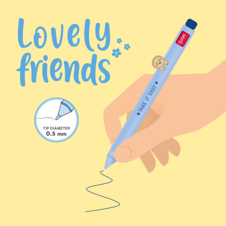 Stylo Lovely Friends Legami – Stylo Gel Rechargeable et Original