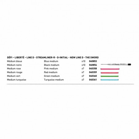 Cartouche Bille Stylo Dupont | Recharge Medium