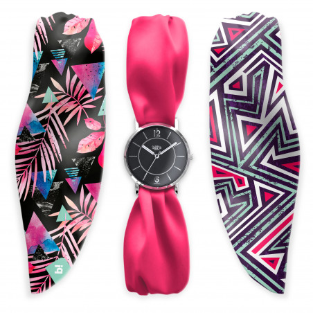 Bill’s Watches Trend Fushy | Montre Femme et ses 3 bracelets Fushia en Satin