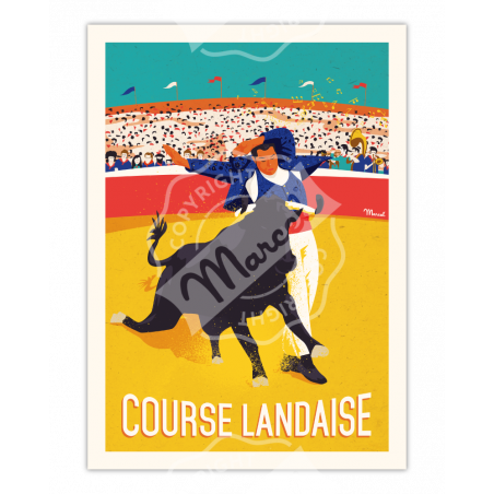 Affiche Courses Landaises | Marcel Travel Posters