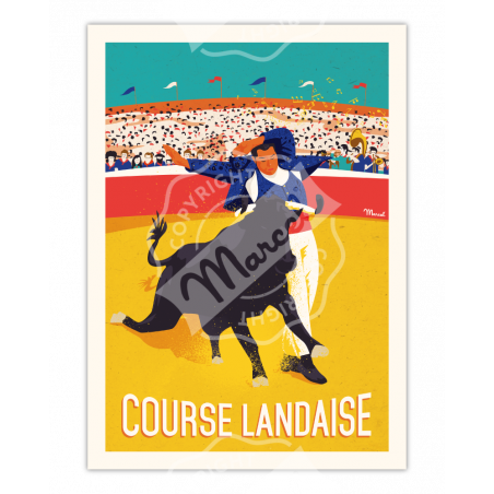 Affiche Courses Landaises | Marcel Travel Posters Affiche Courses Landaises | Marcel Travel Posters