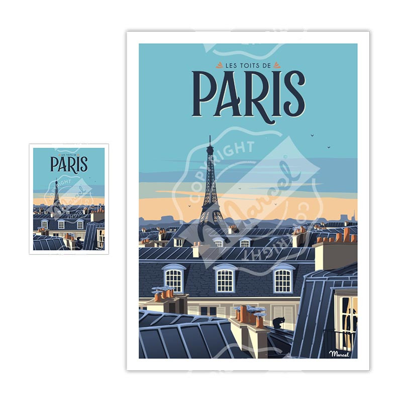 Magnets Paris Les toits | Marcel Travel Posters