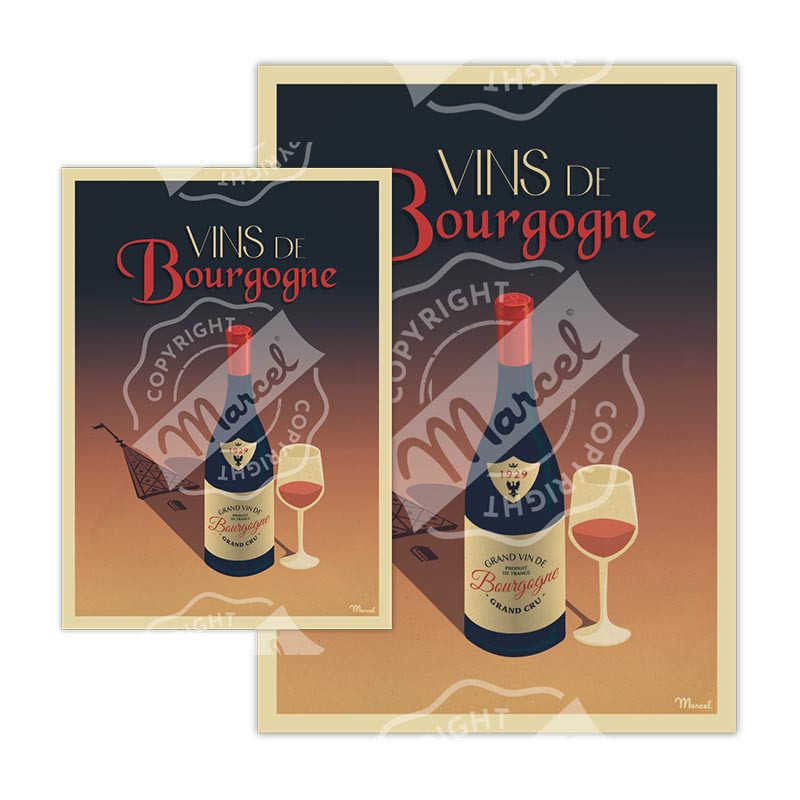 Carte Postale Vin de Bourgogne| Marcel Travel Posters