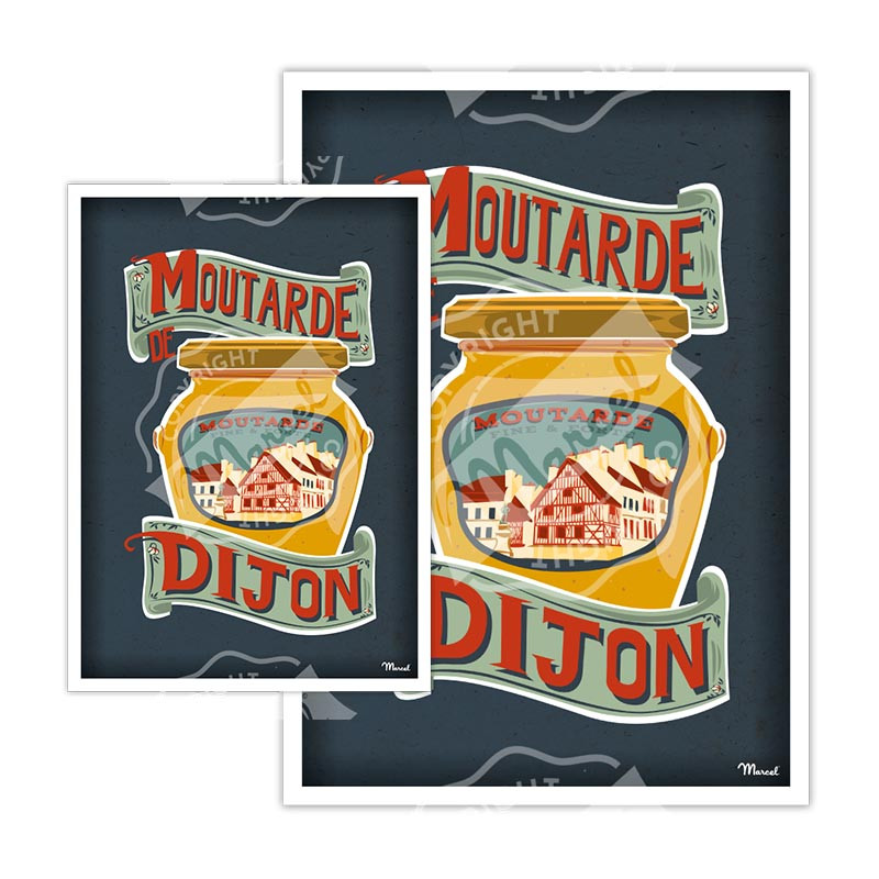 Carte Postale Moutarde de Dijon | Marcel Travel Posters