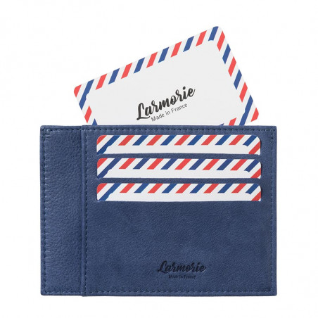 Larmorie Paul Bleu | Porte-Cartes en Cuir Nubuck