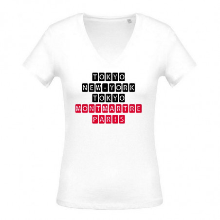 T-Shirt  Montmartre Femme N°1 | Blanc Slim - Paname Rouge
