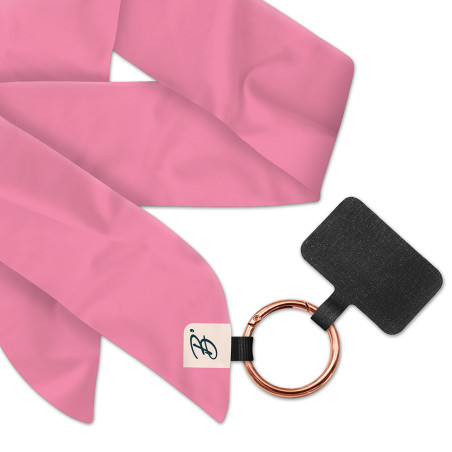 Cordon Smartphone en Tissu Satin Rose