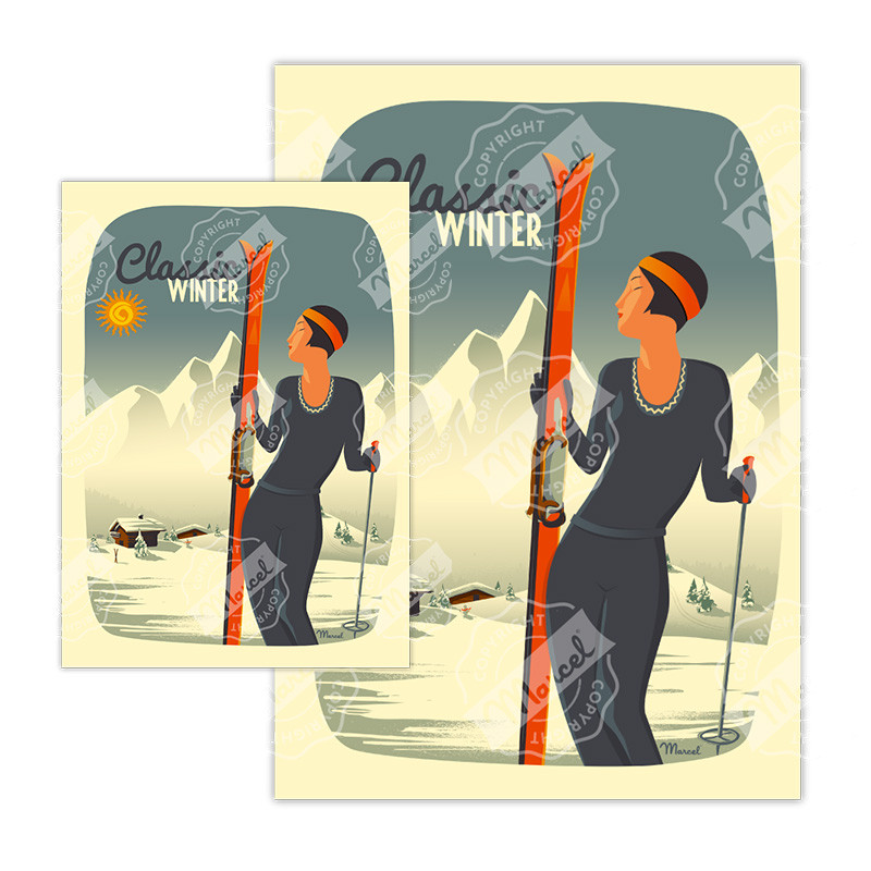 Cartes Postales Marcel | Lady Ski