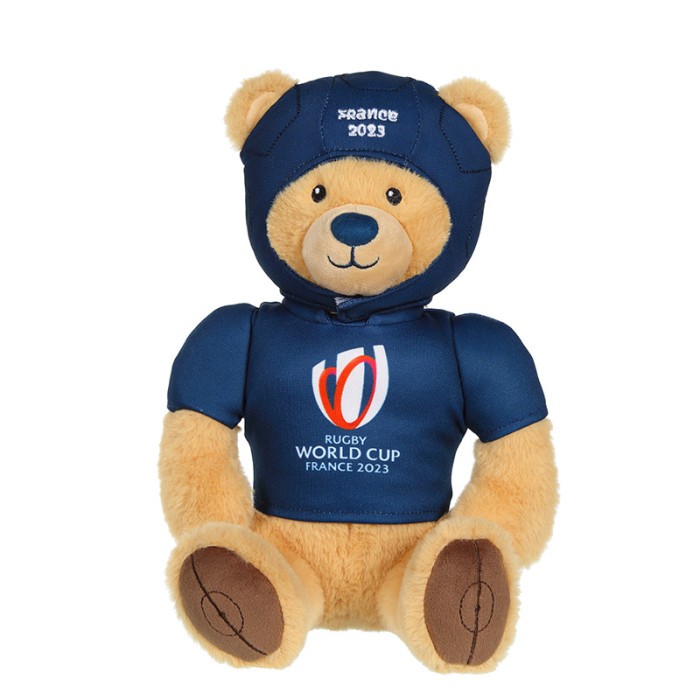 Mascotte Coupe du monde de Rugby 2023, la peluche porte un casque