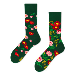 Chaussette originale Flower Power Verte | Many Mornings