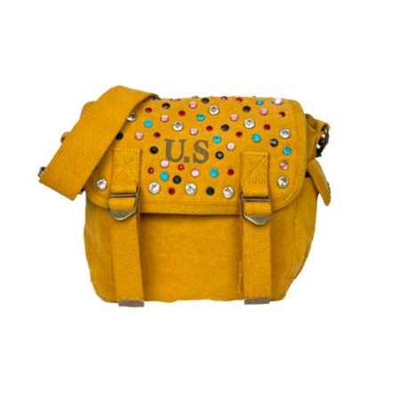 SAC US Petit Toile Chinée Strass Safran SAC US Petit Toile Chinée Strass Safran