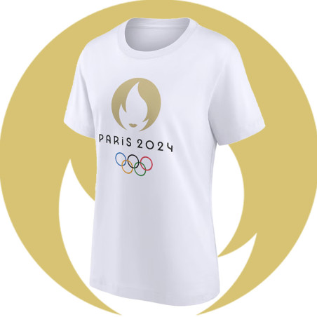T-Shirt Femme officiel Jeux Olympiques Paris 2024 - Blanc T-Shirt Femme officiel Jeux Olympiques Paris 2024 - Blanc