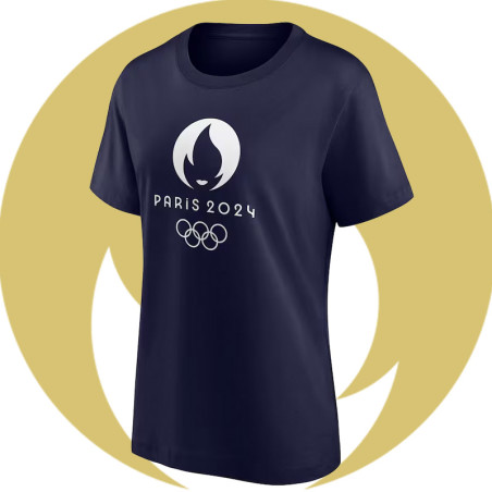 T-Shirt Femme officiel Jeux Olympiques Paris 2024 - Navy Monochrome T-Shirt Femme officiel Jeux Olympiques Paris 2024 - Navy Monochrome