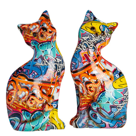 Figurine Chats Assis Street Art - La paire