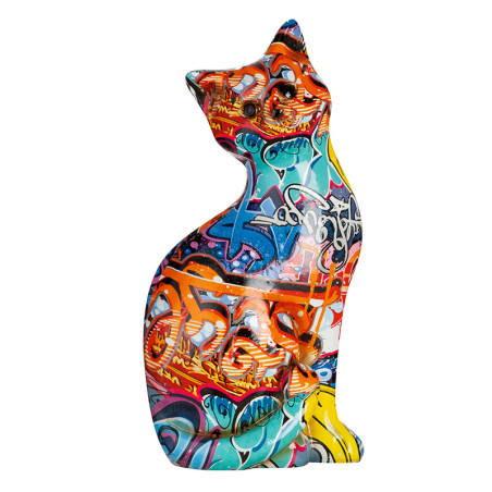 Statue Chats Assis Street Art - Tags Orange Statue Chats Assis Street Art - Tags Orange