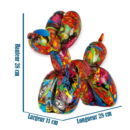 Dimensions Statue Chien Ballon Pop Art - Graffitis