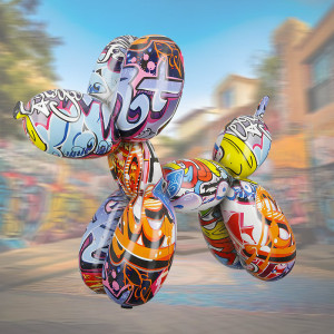 Statue Chien Ballon Street Art