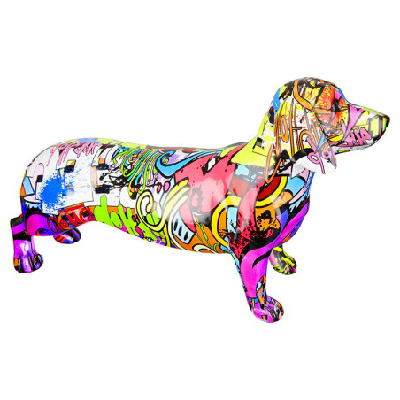 Resine Chien Teckel Street Art - XL 01